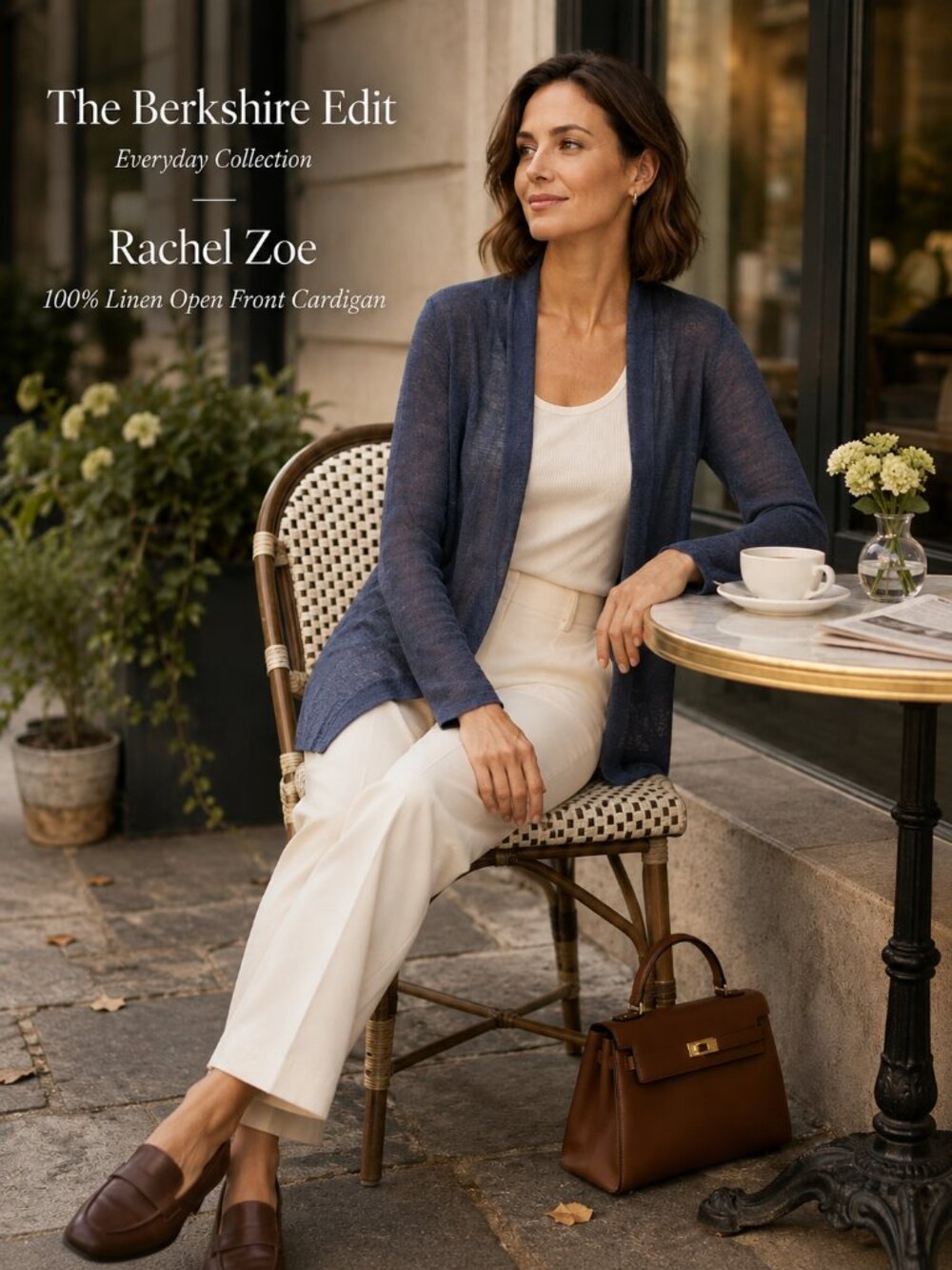 Rachel Zoe 100% Linen Open Front Cardigan XS Blue Lightweight